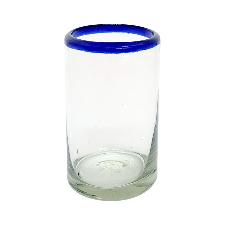 Ofertas / Juego de 6 vasos para jugo con borde azul cobalto / Para los que disfruten de jugo fresco de frutas por la maana, stos pequeos vasos tienen el tamao perfecto. Hechos de vidrio reciclado autntico.